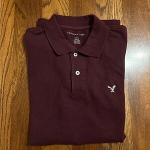 American Eagle Outfitters Men's Burgundy Polo Shirt